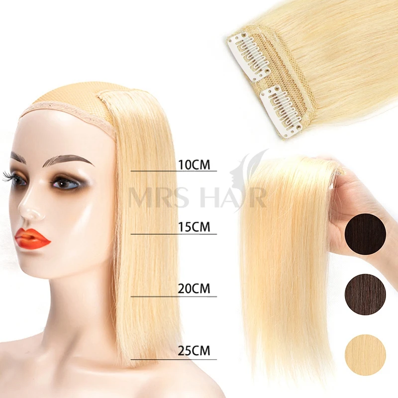 MRS HAIR Clip di capelli umani veri nelle estensioni invisibile senza cuciture aggiungi Volume superiore/laterale per capelli corti 10-30cm #2 1B 613 60 parrucchino