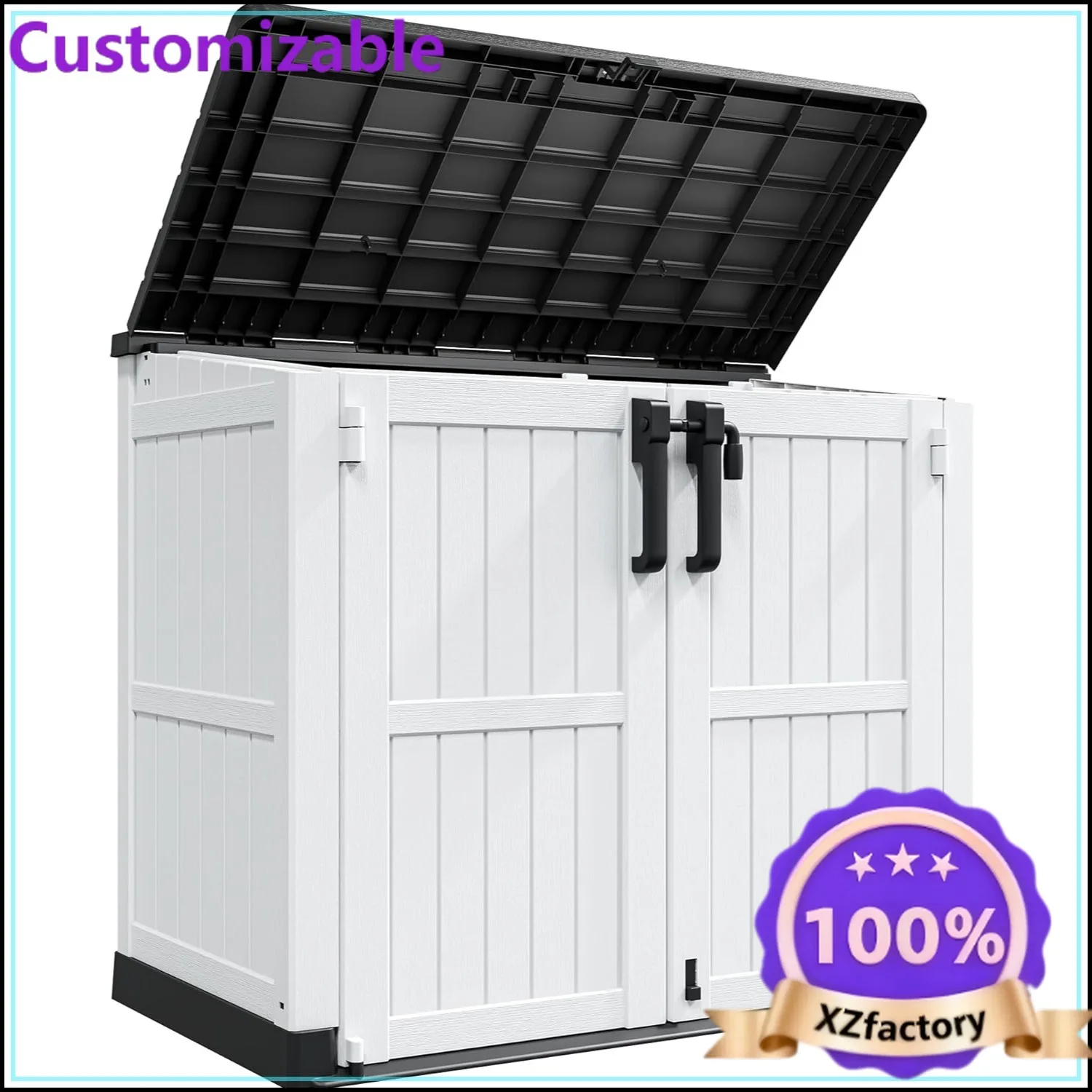 Factory Direct 2026 36 Cu Ft Outdoor Storage Cabinet Lockable Resin Shed Easy Assembly Waterproof Backyard Patio