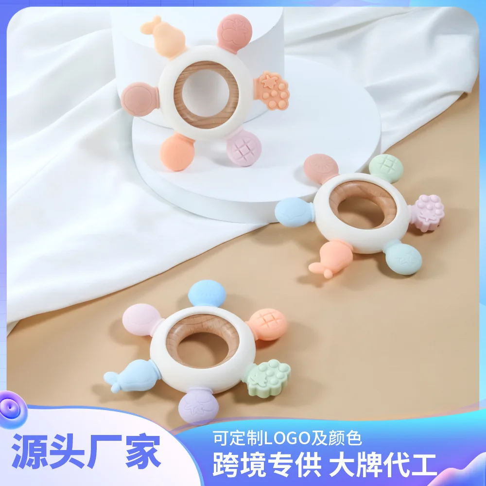 Massaggiagengive in silicone alimentare anti-ingozzamento per neonati, prodotti per la mamma e il bambino, massaggiagengive in silicone a sei dita