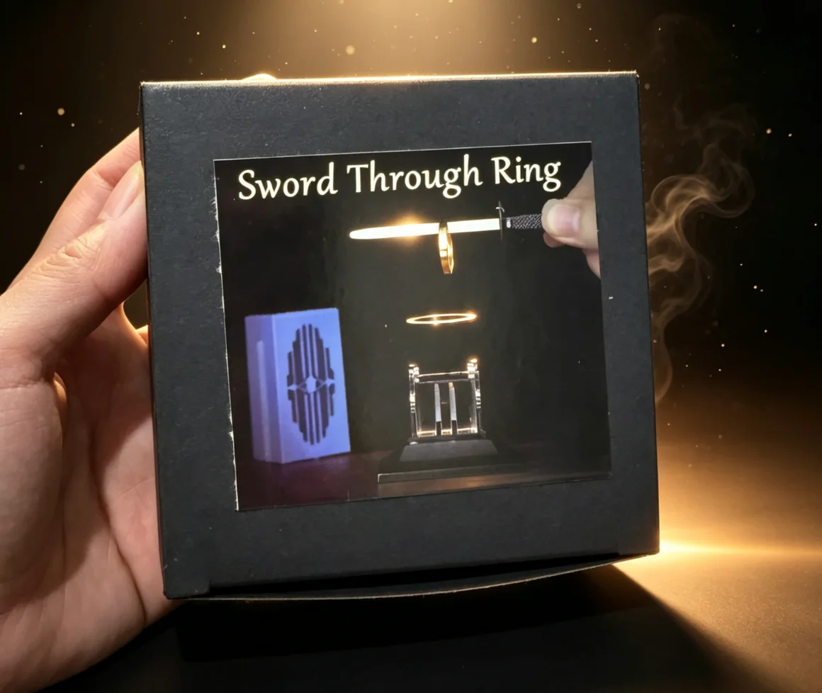 Magic Sword Through Ring Tenyo Stunning Visual Illusion Magicians, Professional Stage and Close-Up Trick, Interactive Magic Prop