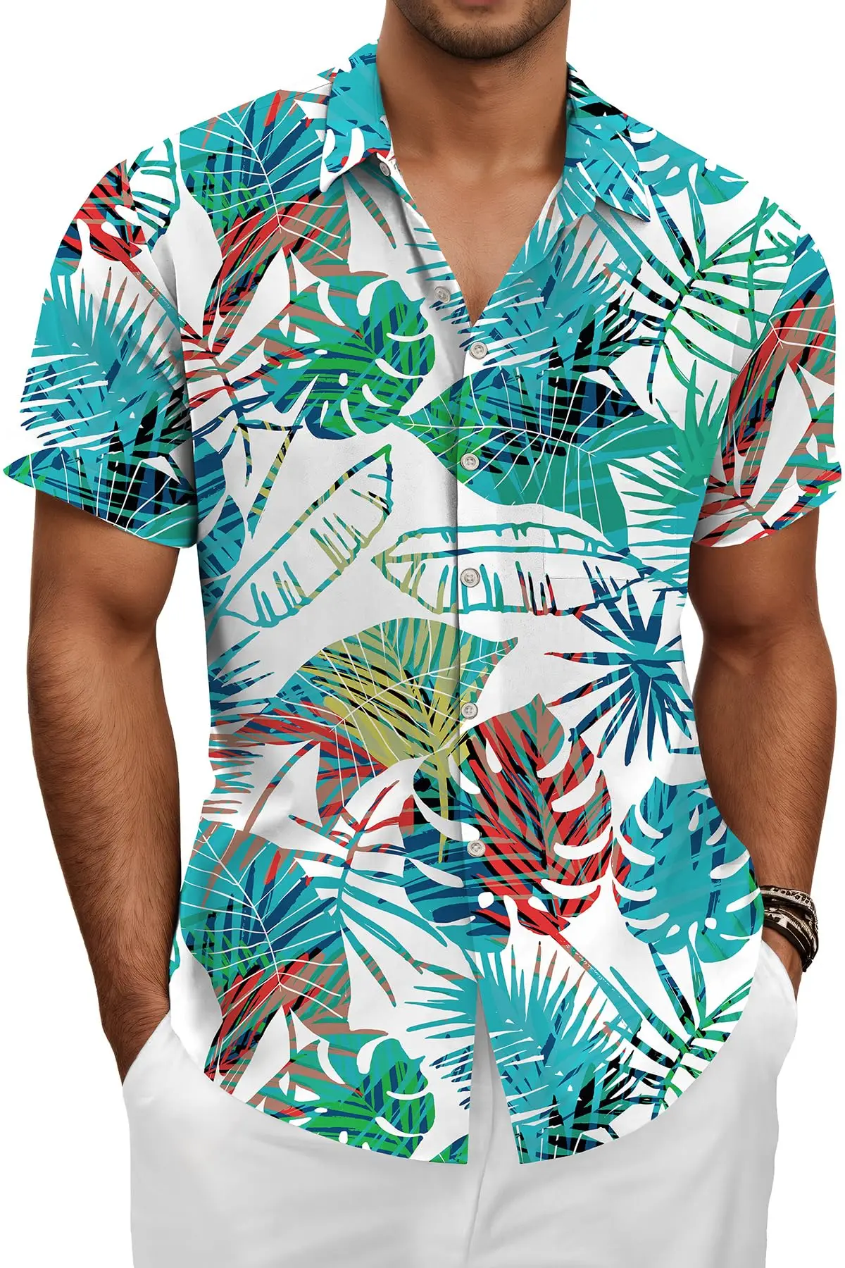

KYKU Hawaiian Shirt for Men: Beach Summer Mens Button Down Short Sleeve Shirt Tropical Vacation Casual Clothes
