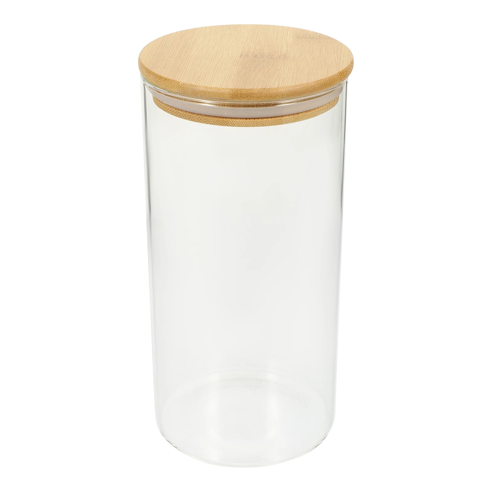 

Kitchen Storage Canister Bamboo Lid Airtight Jar Cereal Container Glass Tea Holder