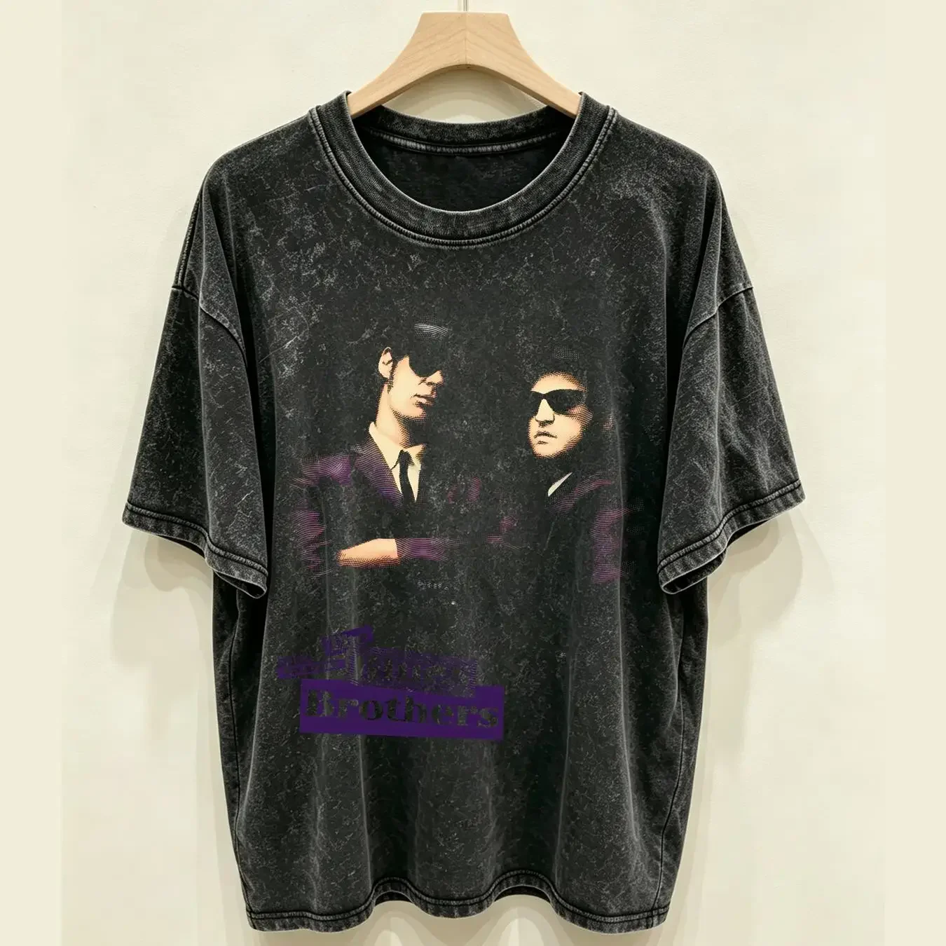 washed T Shirt Blues Brothers Men's Jake Elwood Bros Faded Halftone Classic Comedy Movie Belushi and Aykroyd Band vintage