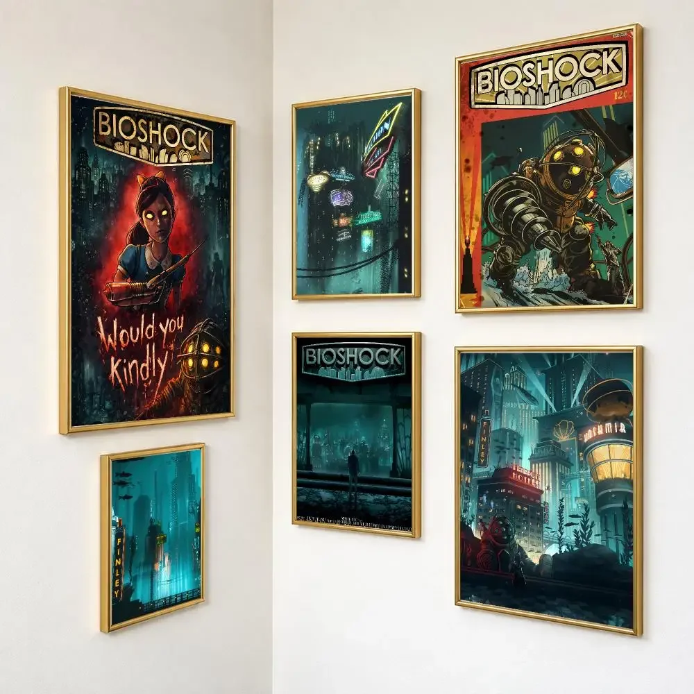 Vintage Immersive Game B-BioShock Poster Peel And Stick PP Series HD Frameless Wall Indoor Decor Gift