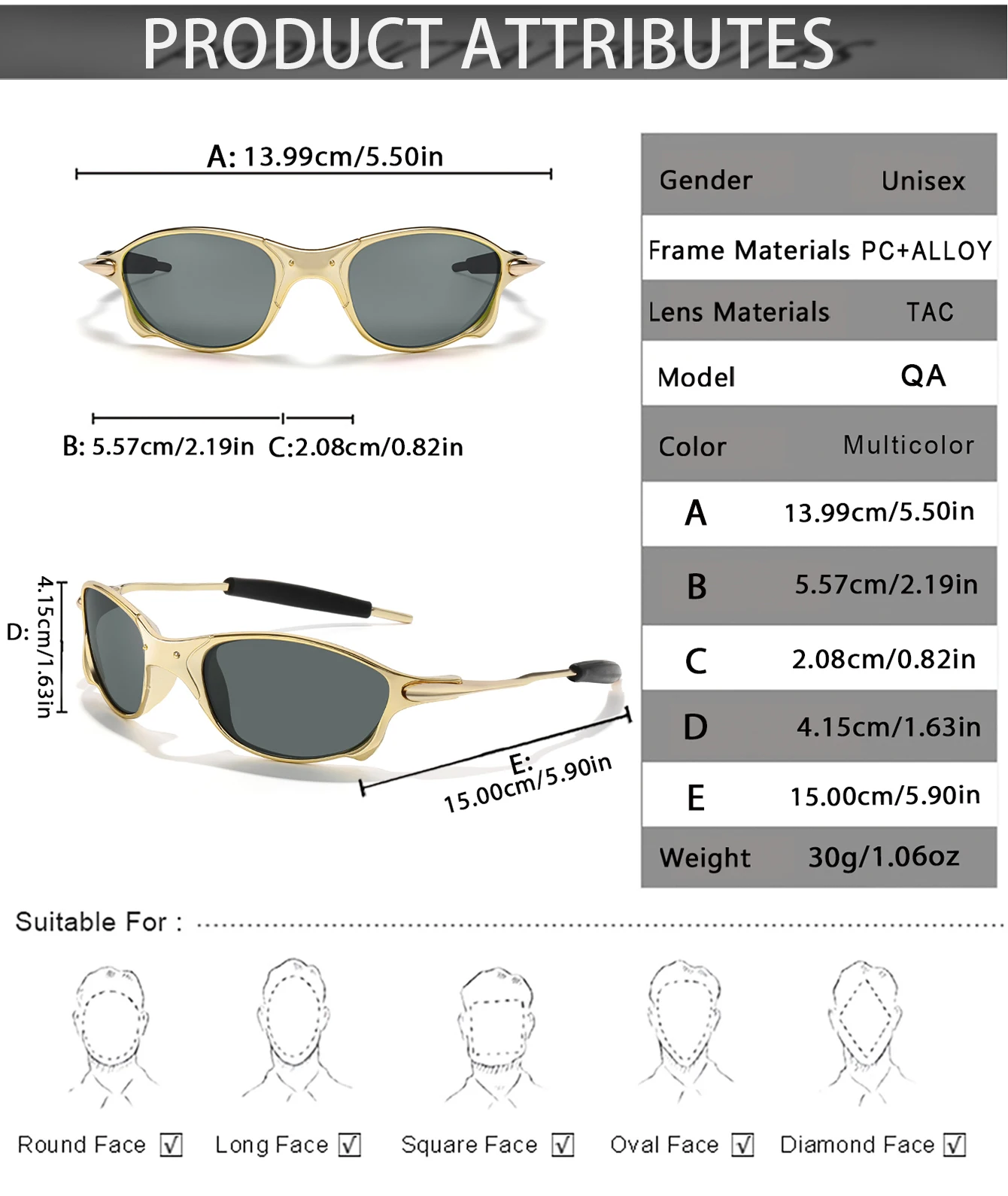 Polarisierte Sonnenbrille für Männer und Frauen, Metallrahmen-Brille mit UV-Schutz für Outdoor-Sportarten, Radfahren, Laufen, Wandern, Fahren – Detail 2