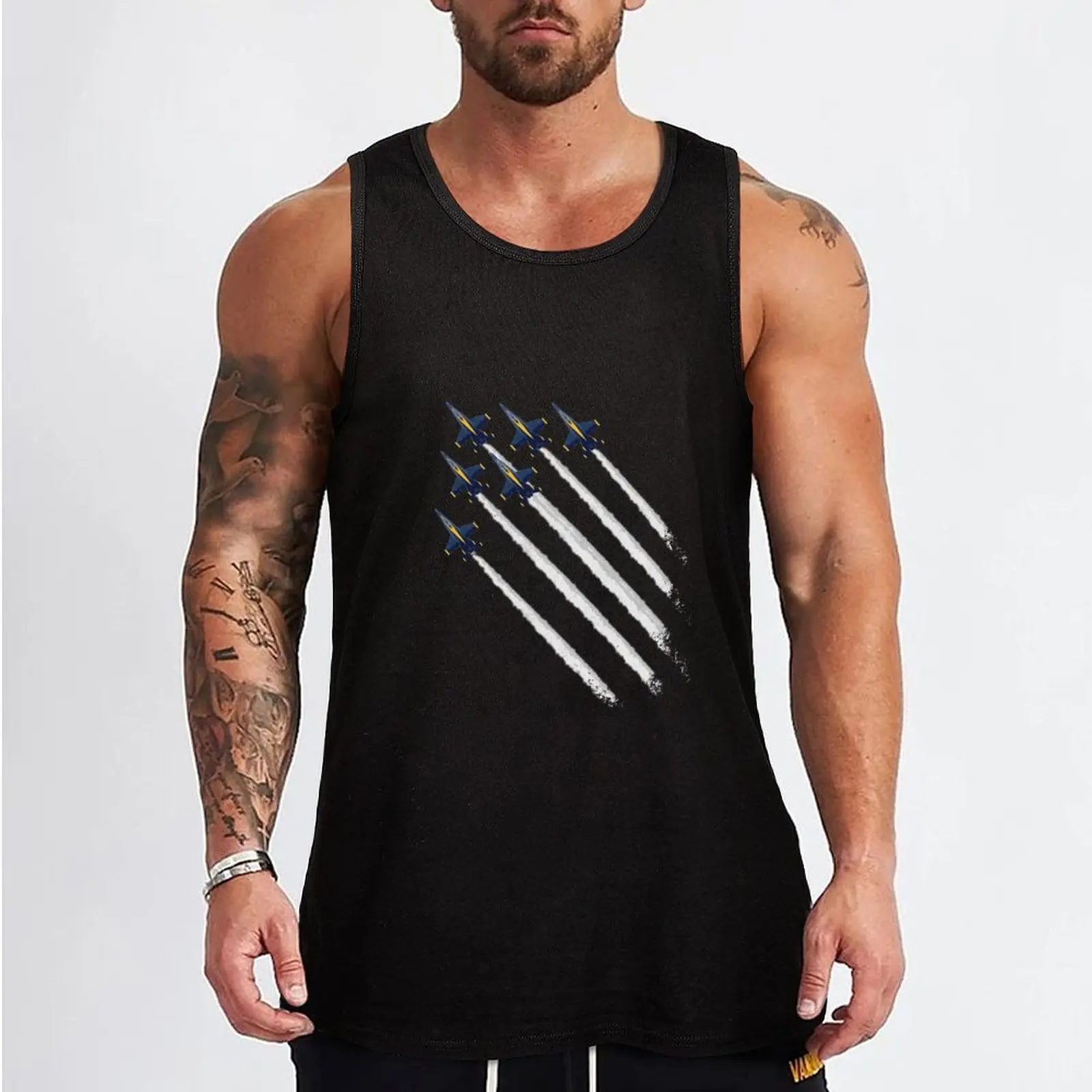 Flyby Blue Angels Pilot Planes Flying Formation Tank Top t-shirts for men men gym Working vest