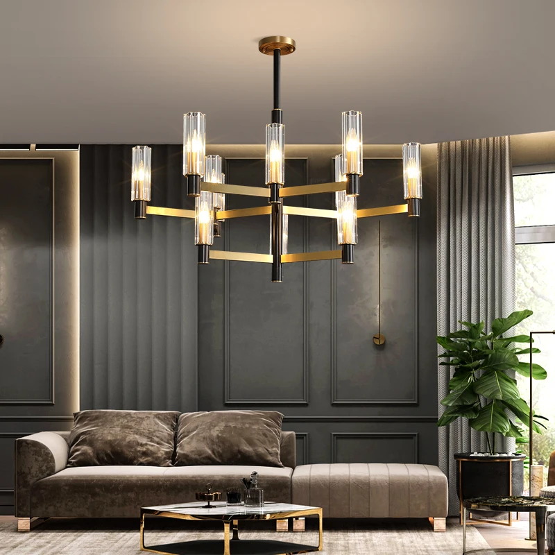 Modern Copper Chandelier Lighting For Living Room Bedroom  Nordic Crystal Light Fixture  Luxury Dinning Room LED Lamp