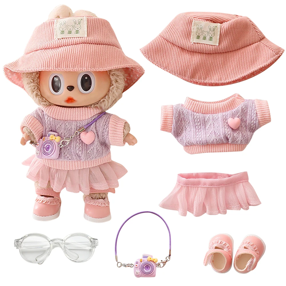 

17cm Plush Doll Clothes Decorative Cartoon Animal Toy Costume Glasses Camera Shoes Hat Kawaii Plush Dolls Garment for Girls Gift