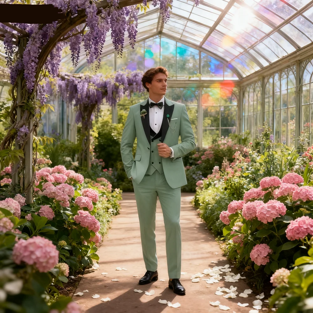 

Men's Formal Groom Tuxedos, Business Suits, Casual Slim Fit Blazer, Double Breasted Vest Pants for Party, Wedding, 3 Pcs