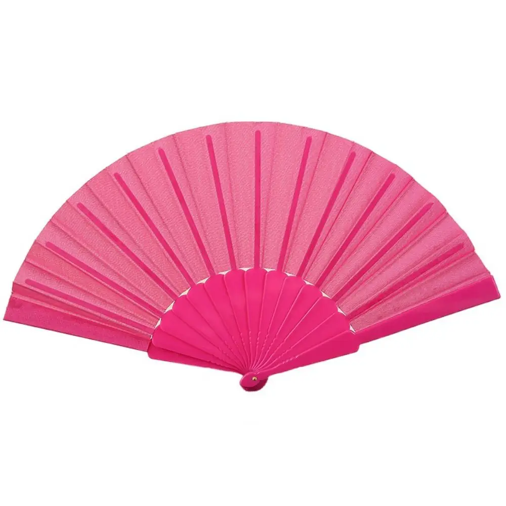 Portable Folding Fan Elegant Plain Cloth Hand Fan Chinese Plastic Silk Fan Handheld for Weddings Travel Party Dancing Cosplay