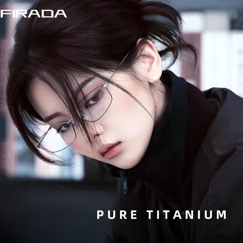 FIRADA New Fashion Sexy Large Size Eyeglasses Ultra Light Comfortable Retro Luxury Pure Titanium glasses Frames For Women 30931Y