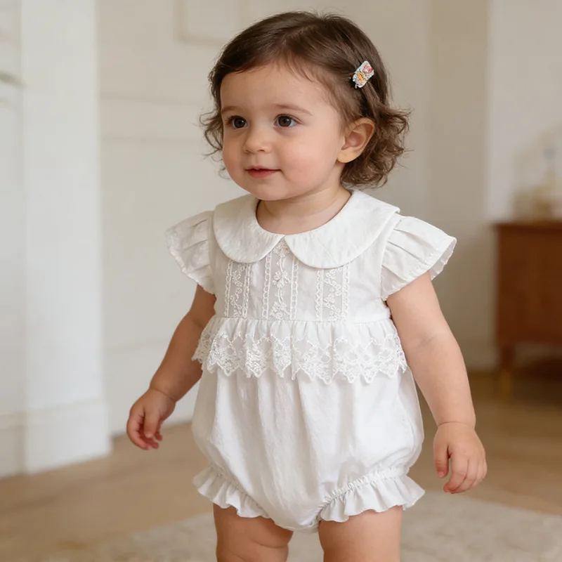 

Летний корейский комбинезон-боди для новорожденных девочек, модный наряд из мягкого дышащего хлопка для повседневной носки и фотосессий на улице, 0-24 месяца