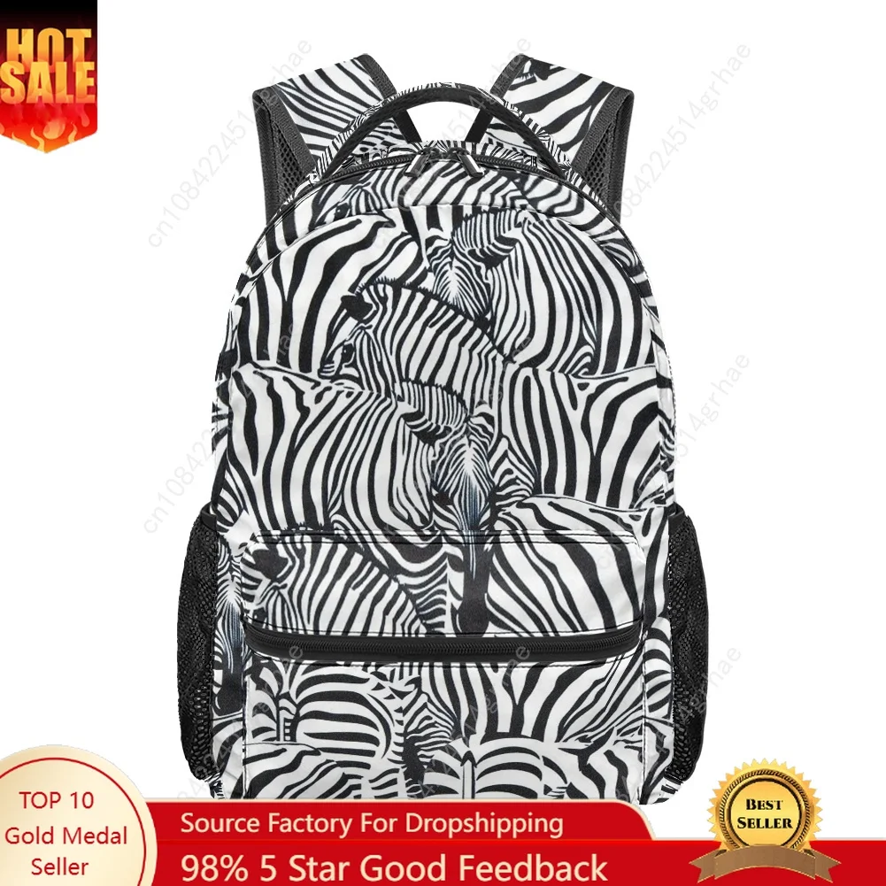 Zebra Printed All-over Print Student Backpack Custom Casual Suitable for Travel and Camping Lightweight, and Easy To Clean