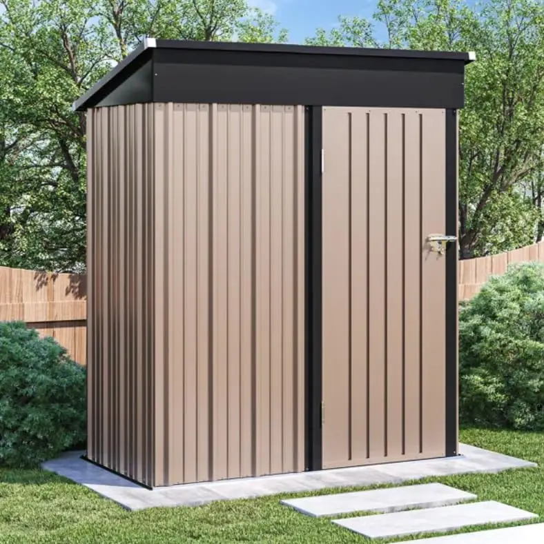 Galvanized Steel Lean-to Storage Shed Outdoor Garden Tool House 5x2.5ft, Customized