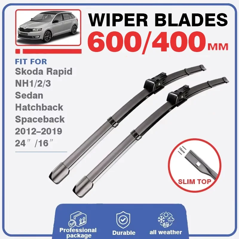 Front / Front Rear Wiper Blades For Skoda Rapid 2012-2019 NH Sedan Hatchback Spaceback Windshield Windscreen Tailgate Window