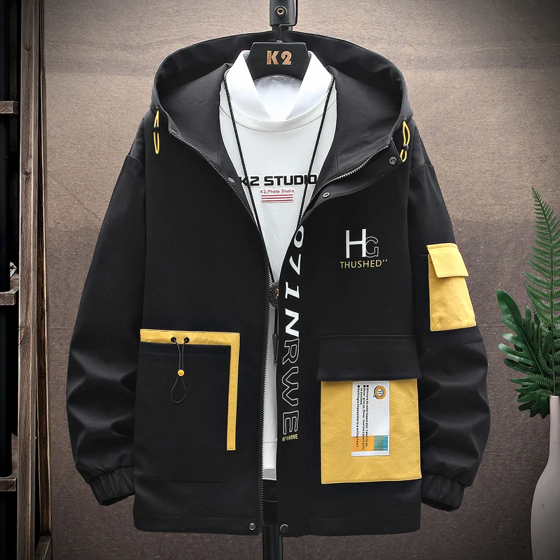 

Pop Coats Nice Spring Autumn Thin HIP HOP Streetwear Zipper Hooded Jacket For Men's Outdoor Windbreaker Tops Clothing