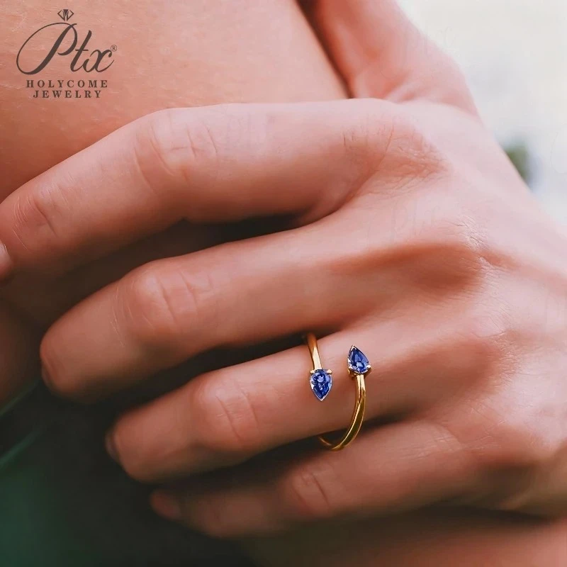 open-custom-ring-two-pear-shape-moissanite-lab-grown-gemstones-925-sterling-silver-wealth-snake-charms-anniversary-gift-daily