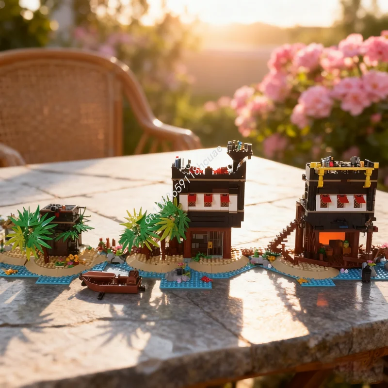 2153 pz MOC Buccaneer Cove Idee E Modello Building Blocks Giocattoli Architettura Assemblare Regalo Di Natale FAI DA TE Idea Creativa Educazione