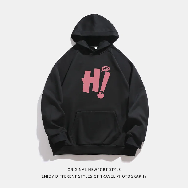 2026 Hip‑Hop Streetwear Men Pullover Hoodie Front & Back Letter Pattern Print Hooded Sweatshirt Loose Fit Casual Daily Male Tops