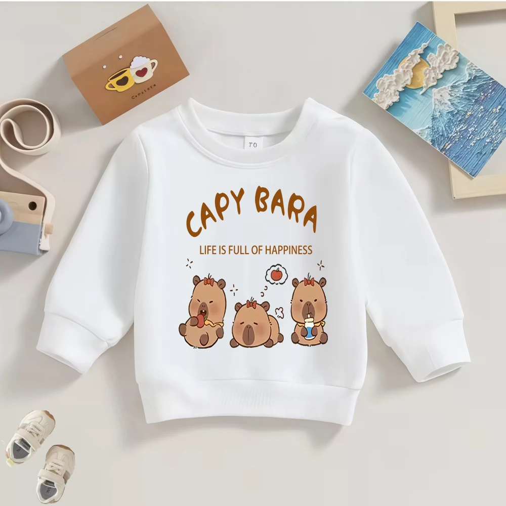 

Kappa Capybara Kids Cotton Crewneck Sweatshirt, Spring Autumn Breathable Top