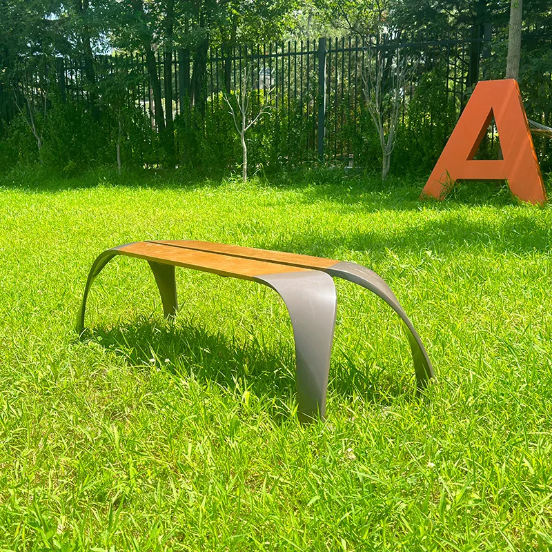 Park Bench Outdoor Leisure Bench Landscape  Square Park Leisure Finished Cast Aluminum
