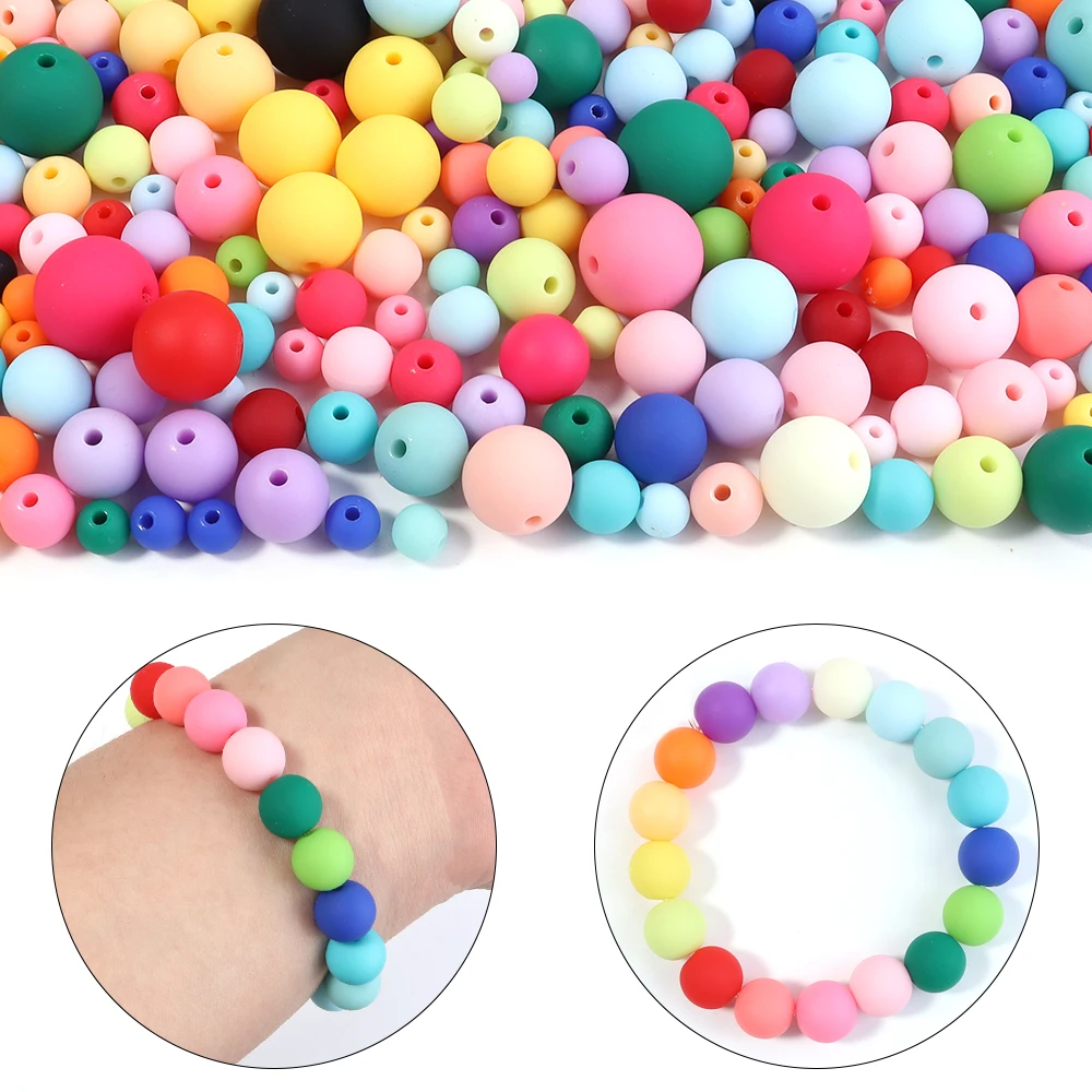20-100pcs/lot Matte Round Acrylic Beads Rubber Coated Mixed Color Loose Spacer Beads for DIY Bracelet Necklace Jewelry Making