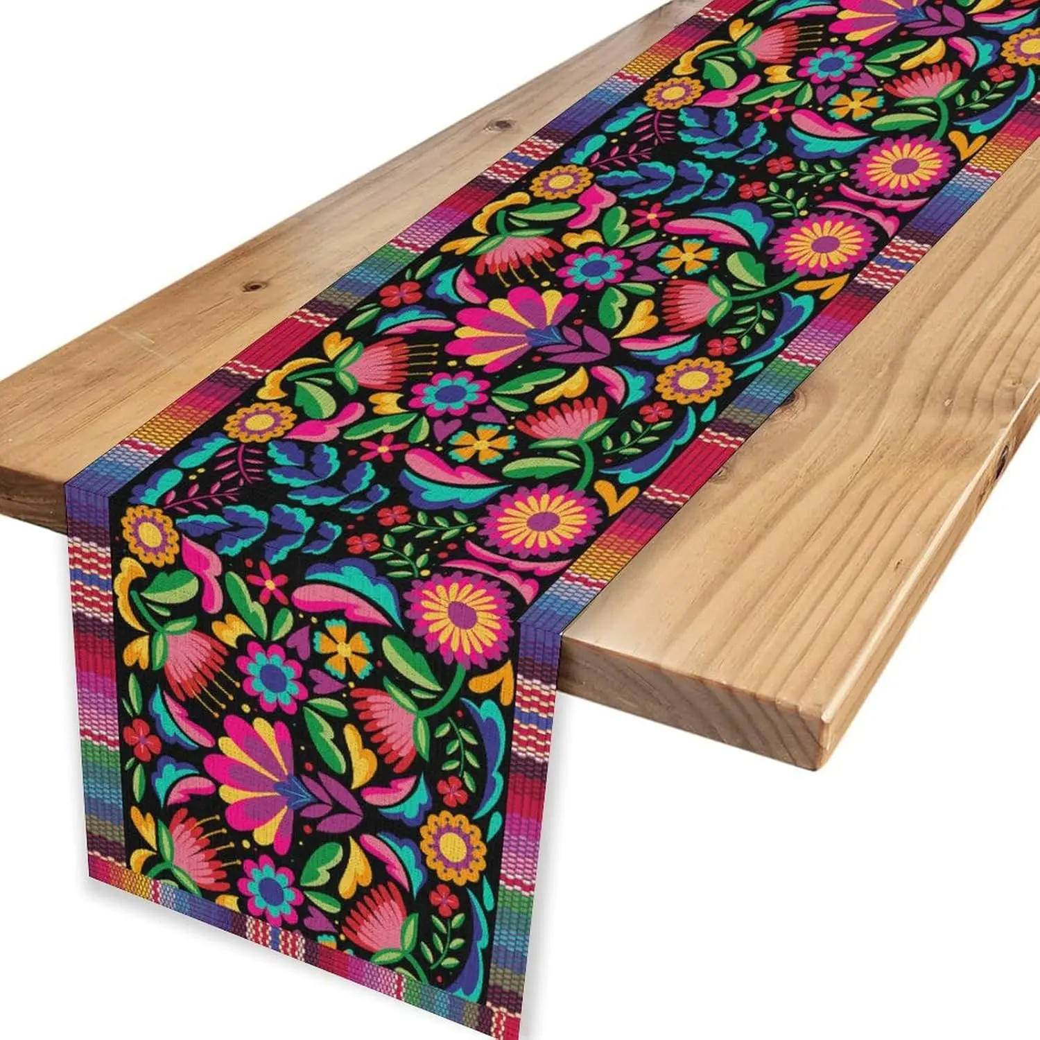 Mexican Day of The Dead Floral Linen Table Runner Dresser Scarves Table Decor Reusable Kitchen Dining Table Runner Party Decor