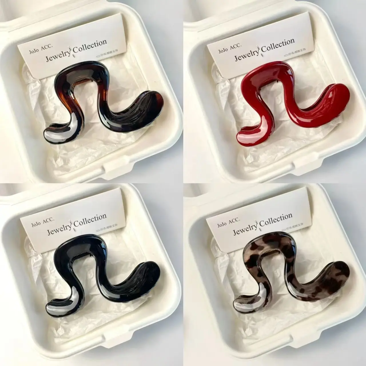Hair Claw Clip New Year Non Slip Secure Grip High Ponytail Women Acetate Brown Lightweight Back Head Updo Office Travel