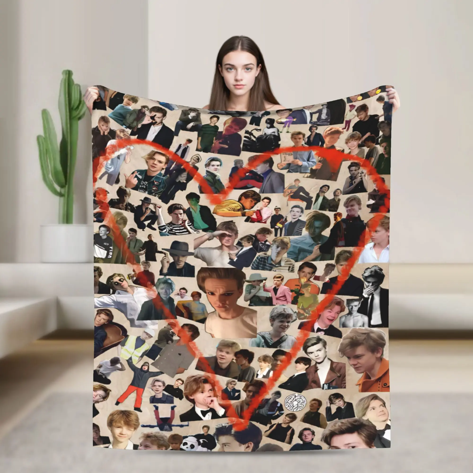 Thomas Brodie-Sangster Blanket Lightweight Thin Fleece Comfortable Gift  Throw Blanket Bedding Throws