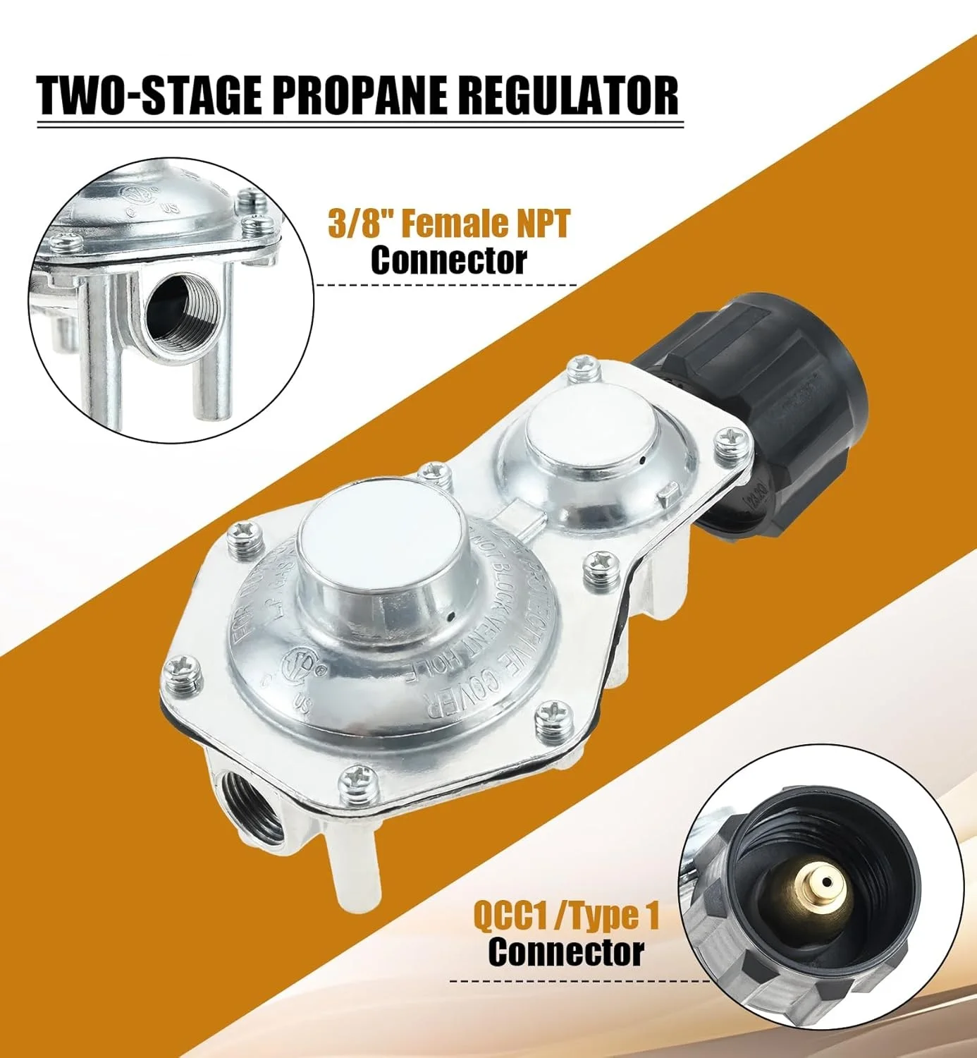 منظم البروبان على مرحلتين مع QCC-1/النوع 1 و 3/8 بوصة أنثى NPT لمولد RV مخيم موقد سخان شواية الغاز #4