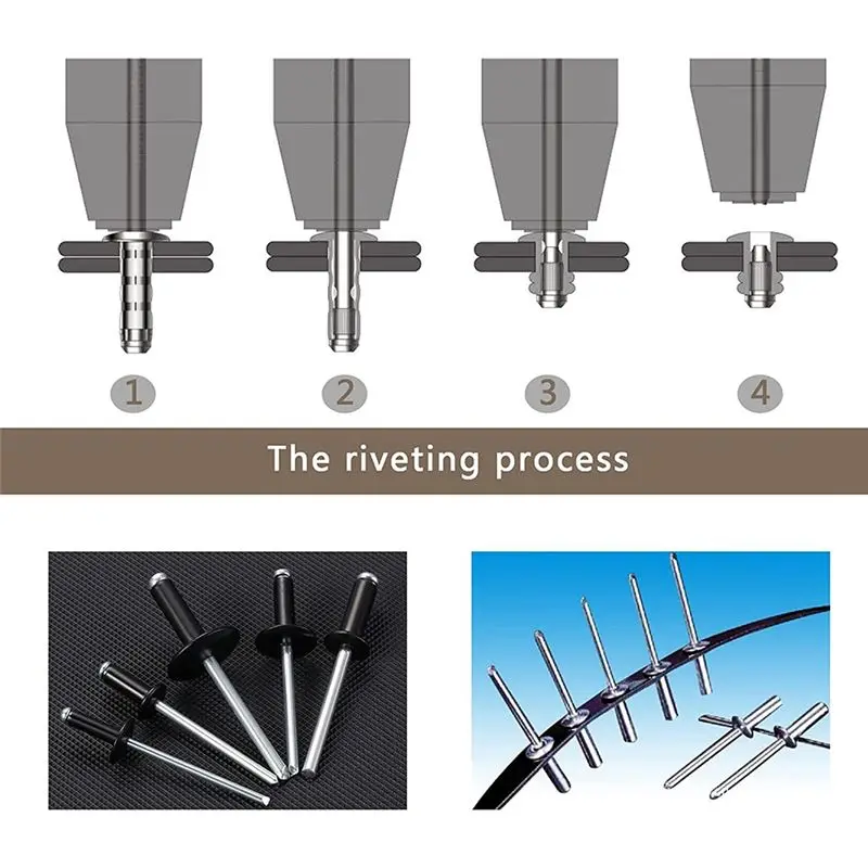 

*CLOS 200 шт. 8-18 мм металлические 3,2-4,8 черные заклепки для глухих отверстий стандартный и фланцевый инструмент