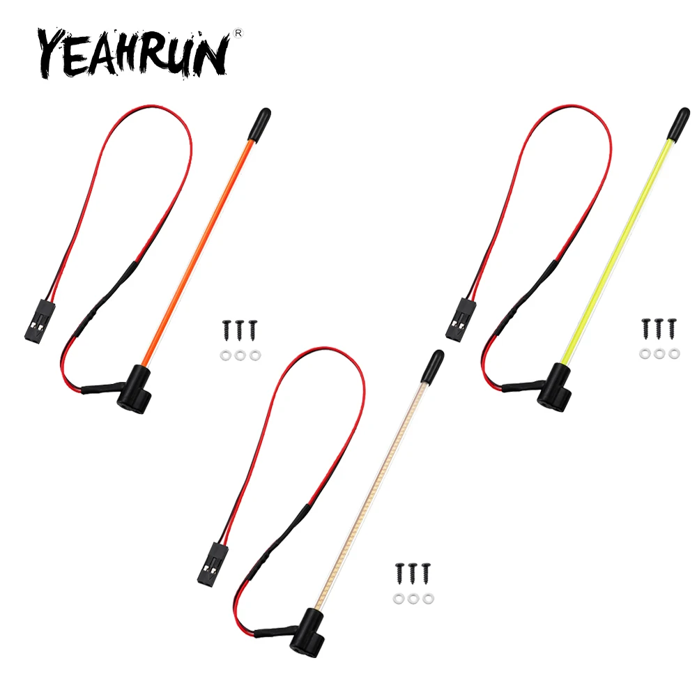 YEAHRUN 1세트 시뮬레이션 발광 깃대 LED 라이트 1/18 1/24 RC 크롤러 자동차 업그레이드 부품 장식 액세서리
