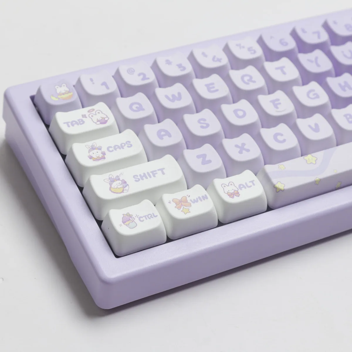 Imagem -04 - Kbcaps 140 Chave Fantasia Coelho Roxo Pbt Material Mao Perfil Corante Sublimação Keycap Conjunto para Interruptores mx Gk75 Gk96 Teclado