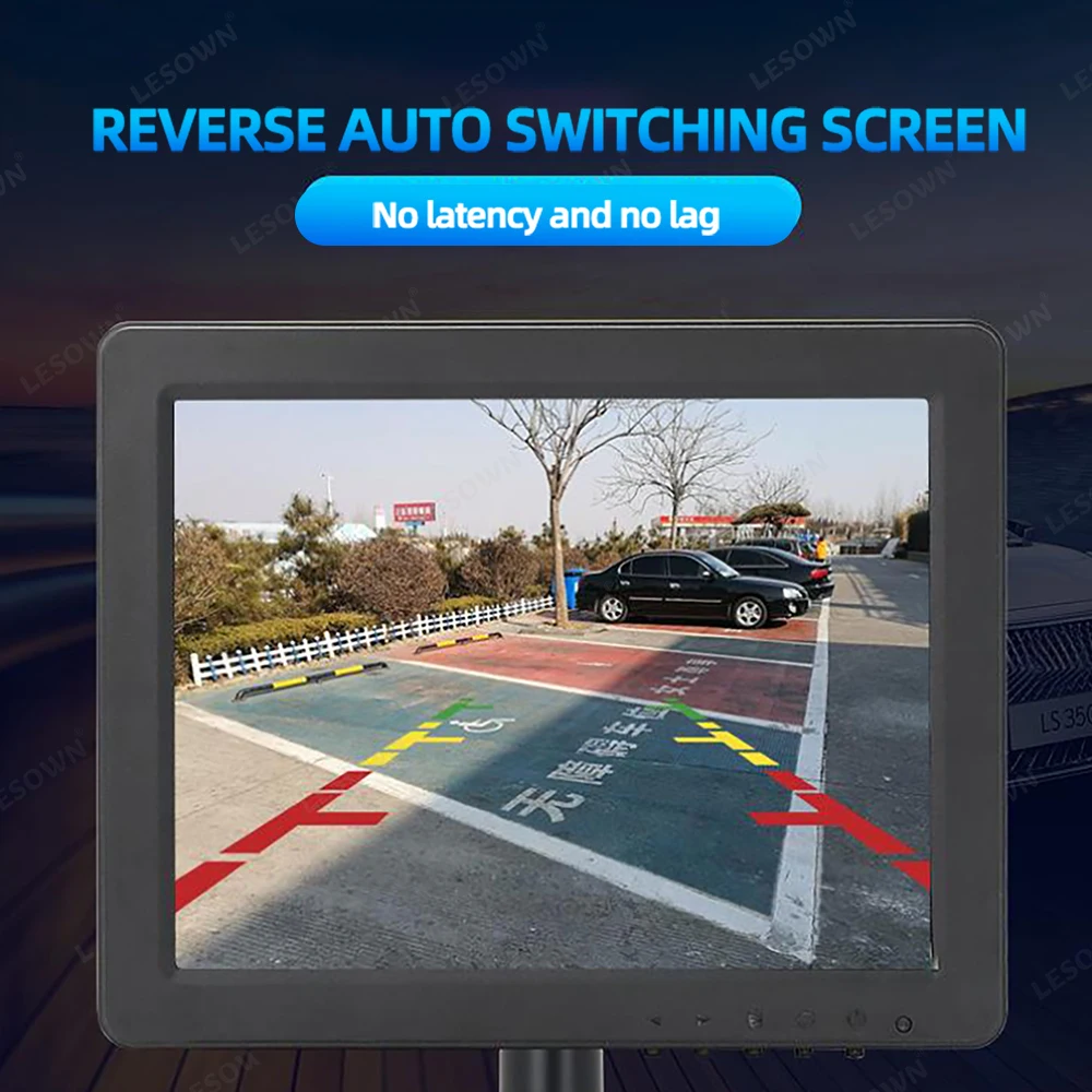 LESOWN 8 inch Car Monitor 1024x768 IPS 4:3 Compatible with VGA HDMI AV Small Ancillary Display for Camera Parking Reverse image