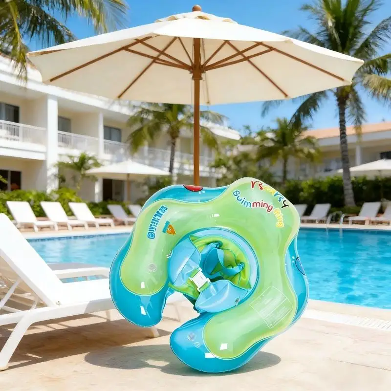 حلقة سباحة قابلة للنفخ للأطفال مع وسادتين هوائيتين مضادة للانقلاب والاختناق، عوامة آمنة للأطفال الصغار والرضع، لعبة مائية للمتعة في حمام السباحة