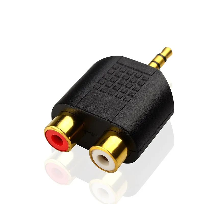A Points Two 3.5 mm Audio Adapter Revolution of Double Lotus Mother Female 3.5mm Audio Plug to 2 RCA