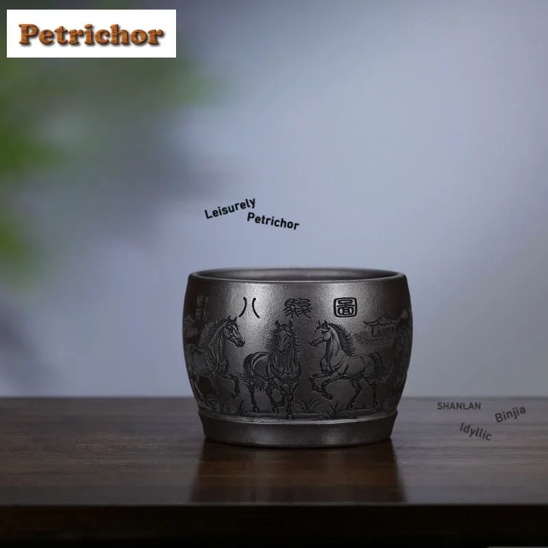 

200 мл Исин Фиолетовый Оригинальная Черная Грязь Восемь Лошадей Чашка Эстетическая Чайная Чаша Глечик Чайная Дегустация Чашка Для Медитации Jianzhan Master Cup