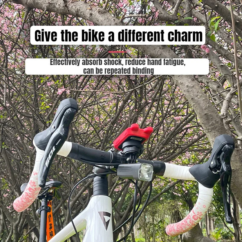 Road Bike Bar Tape Cork Sakura Pattern Gradient Bicycle Handlebar Tapes EVA/PU Soft Anti-Vibration Wrap Tape Durable Bar Bartape