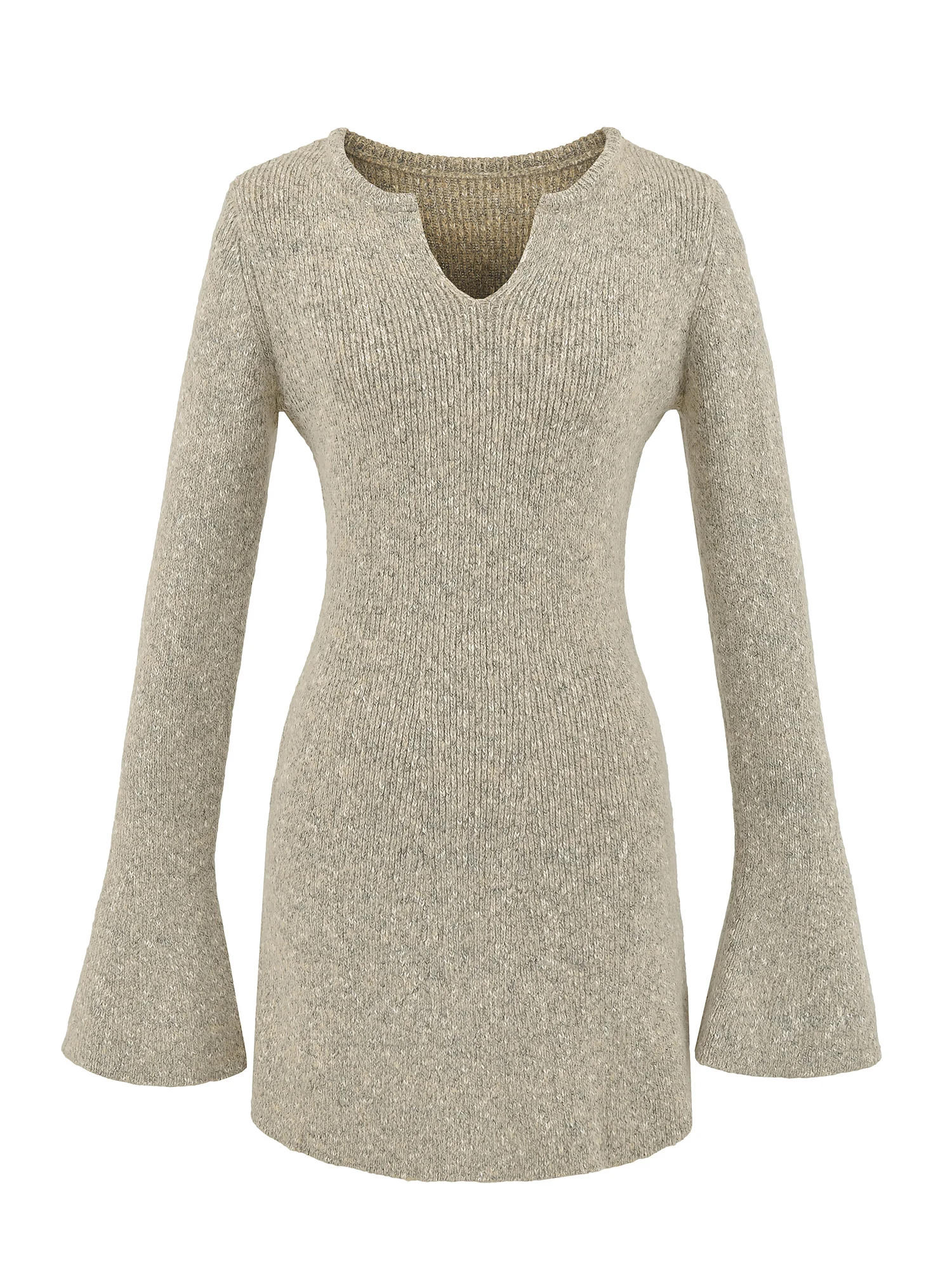 

Slimming V-Ne Knitted Dr Women's Faionable Bell Sve ort Skirt Bodycon Dr Pure Desirable Sle Long Sve Dr