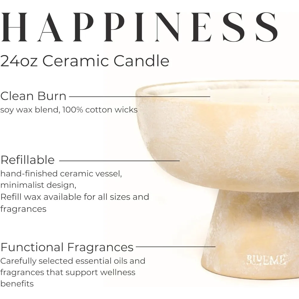 شمعة زيت عطري فاخرة من يوزو والزنجبيل، 5 شمع صويا مسبق يدويًا، فتيل قطني، حاوية سيراميك، علاج عطري طويل حرق