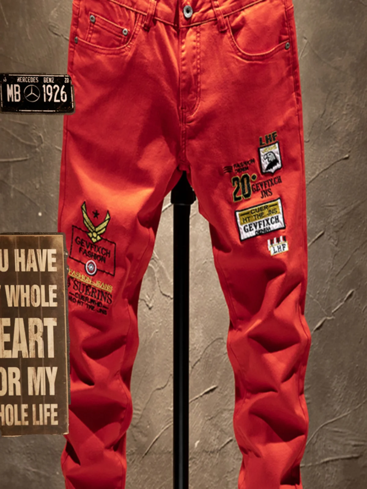 

Summer Thin Embroidered Slim Fit Casual Jeans Men's Fashion Elastic Versatile Stylish Trendy Lightweight Breathable Denim Pants