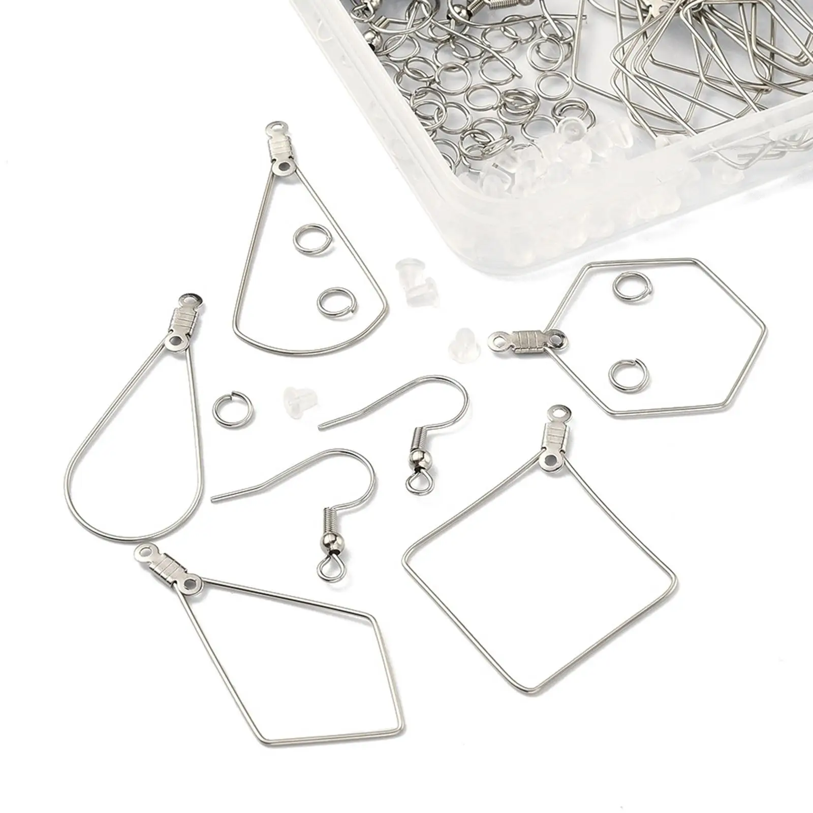 196Pcs Earring Making Kit Earring Hooks for Jewelry Making Crafts Silver