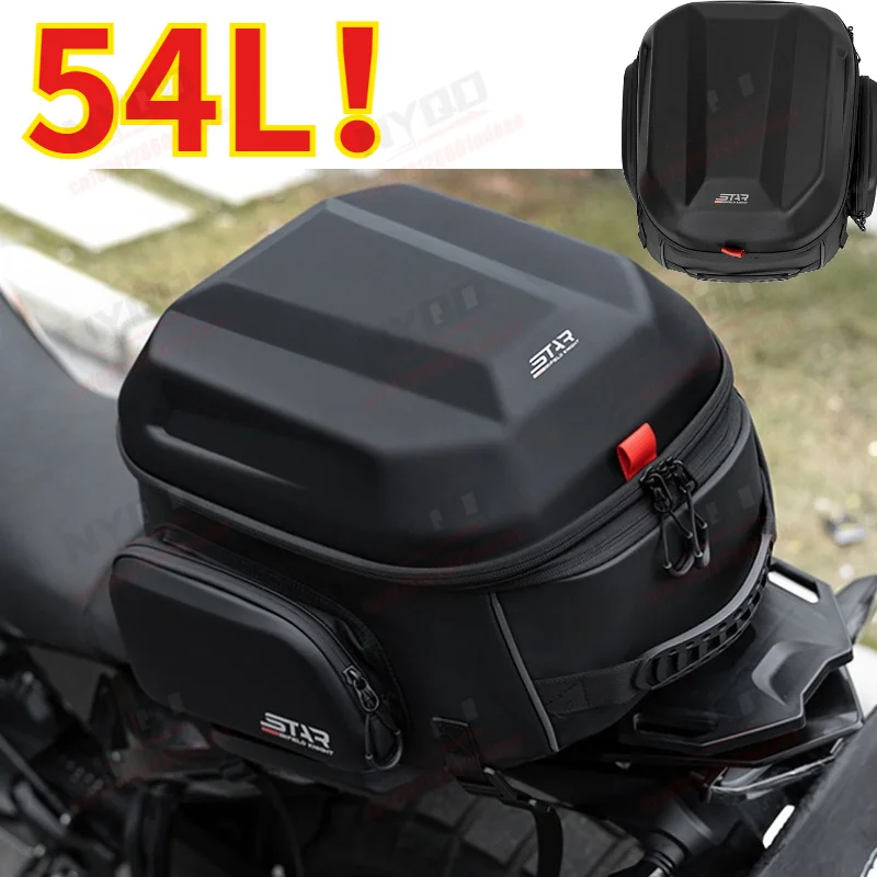 

54L Motorcycle Rear Seat Bag, Hard Shell Helmet Backpack for Full Face Helmet, Motorbike Tail Pack Dual Shoulder.