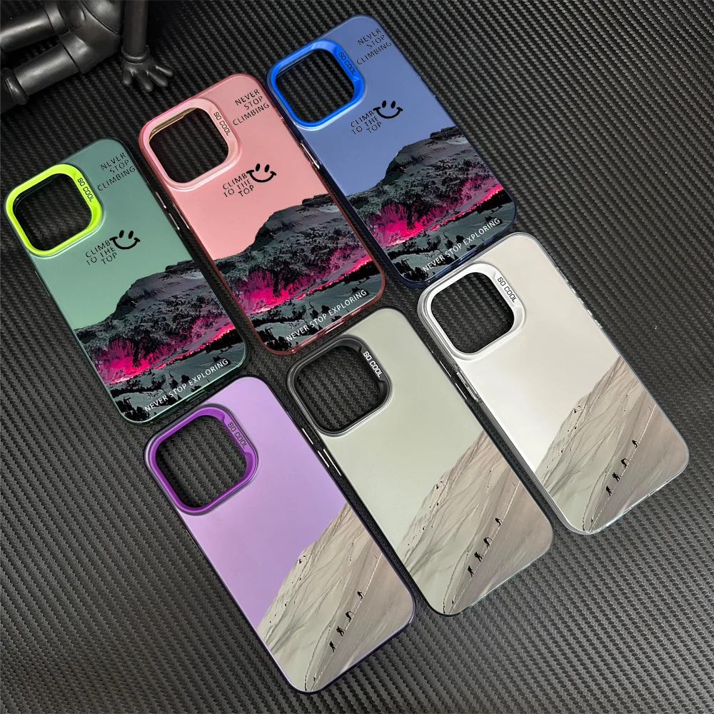 Climb To The Top Never Stop Climbing Phone Case for iPhone 12 11 13 14 15 16 Max Pro Plus Laser Cover IMD