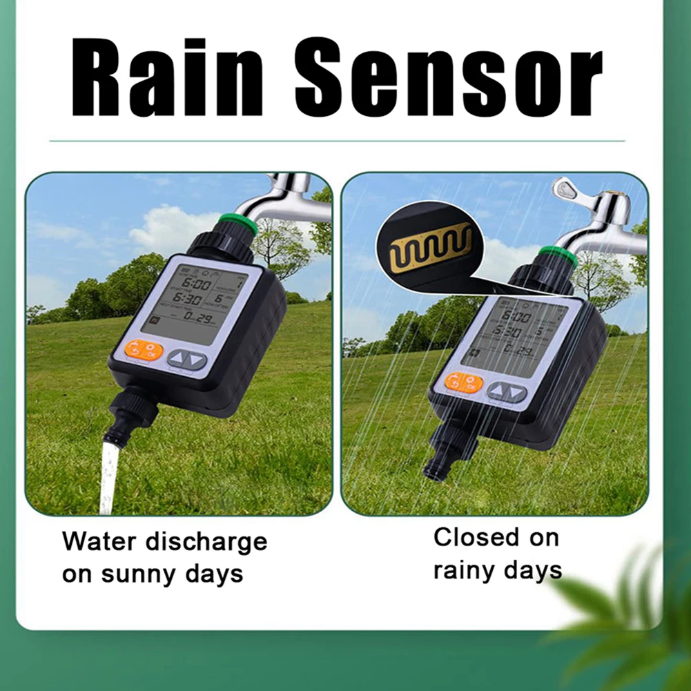 

Outdoor Water Timer with IPX5 Waterproof Auto Rain Delay and Programmable Settings Large LCD for Sprinkler System