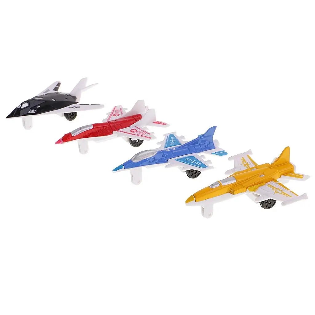 Jouets d'avion moulés sous pression pour enfants, chasseur assressenti, thème militaire, 4 pièces