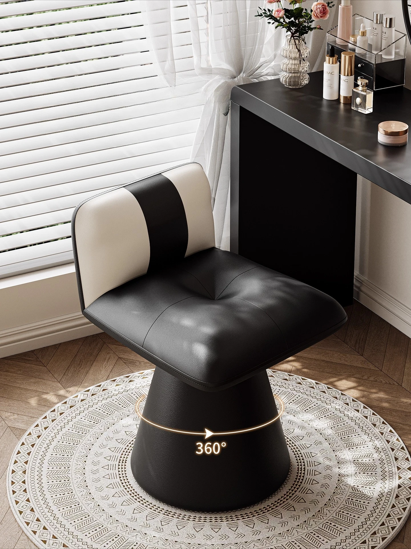 Home Use Girls Bedroom High-End Rotating Vanity Stool with Backrest Nail Chair