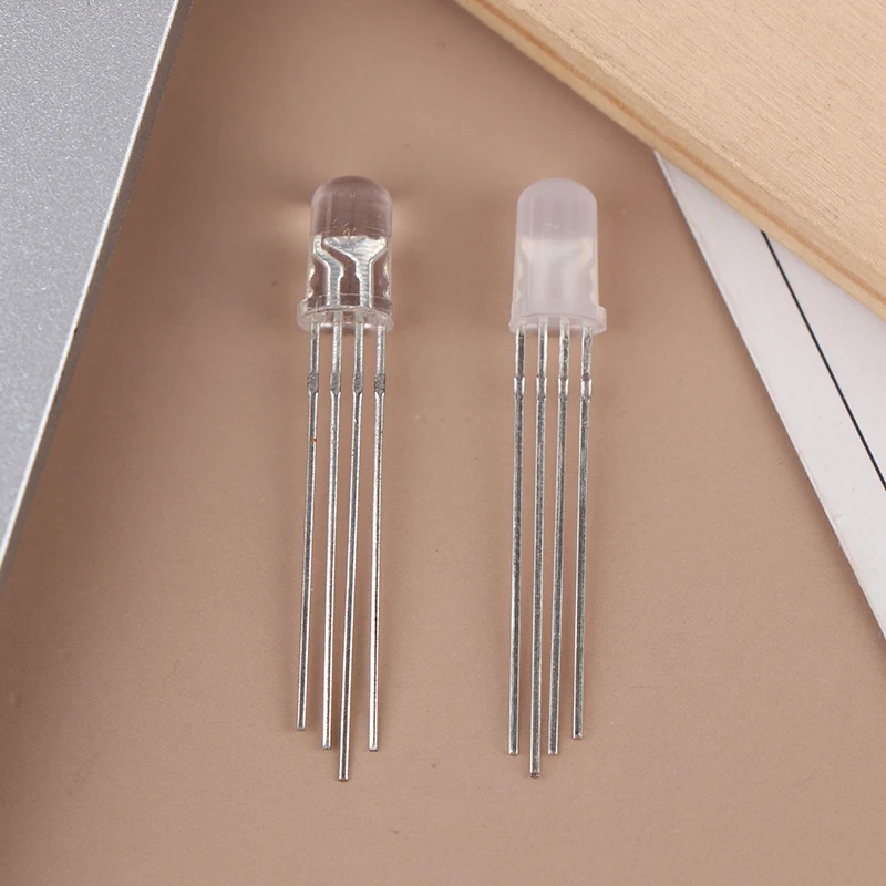 50PCS 5mm Full-color LED RGB Red/Green/Blue Common Cathode/Anode Four Feet Transparent Highlight Color Light 5mm Diode Colorful