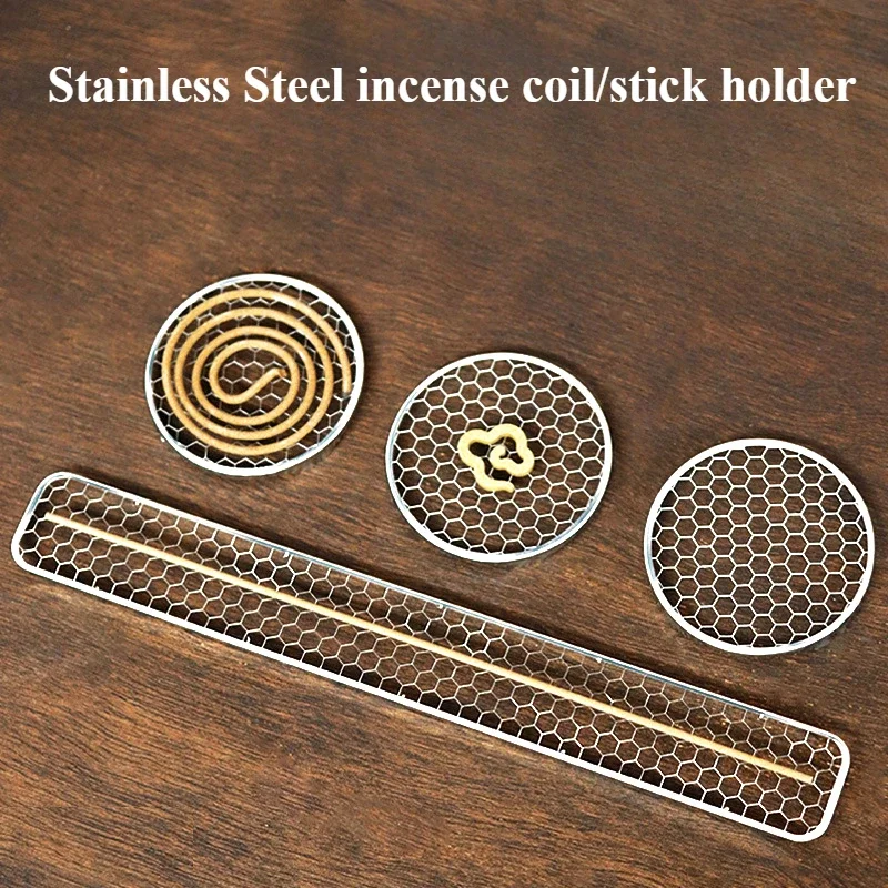 Incense Coil Shelf Stainless Steel Round/rectangular Spider/cellular Web Fireproof Mat Net Censer Incense Stick Fragrant Holder