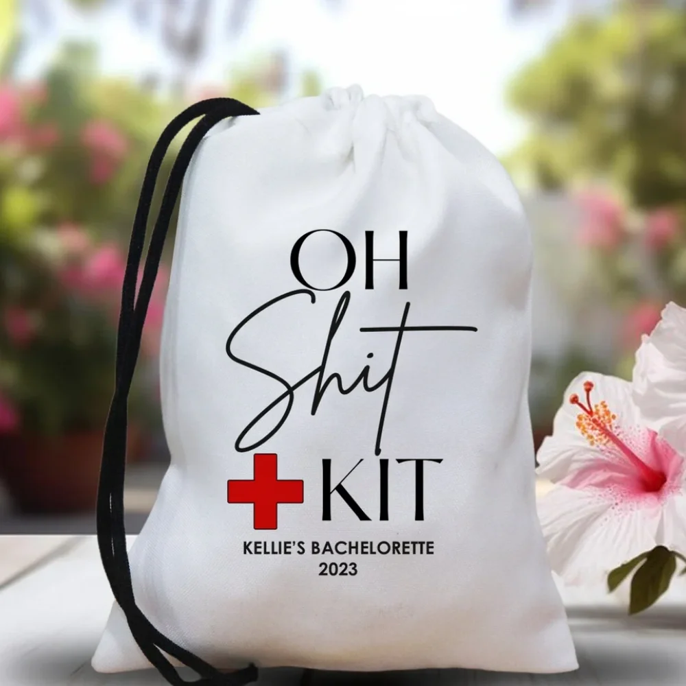 20 pcs Personalized Oh Shit Kit Favor Bags-Bachelorette Party Bags--Wedding Favors-Survival Kit Bags-Oh Shit Hangover Kit